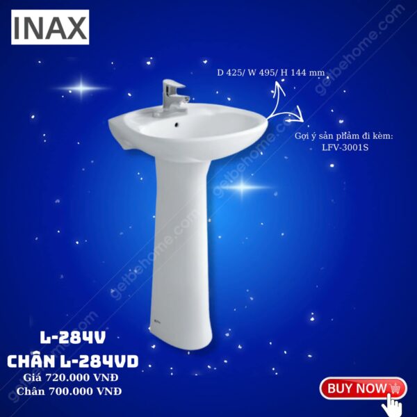 Lavabo treo tường Inax L284V + chân L284VD
