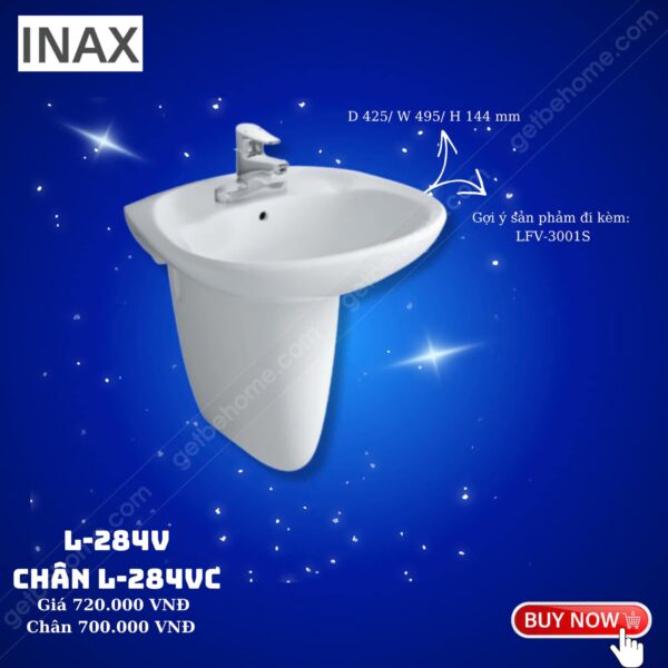 Lavabo treo tường Inax L284V + chân L284VC
