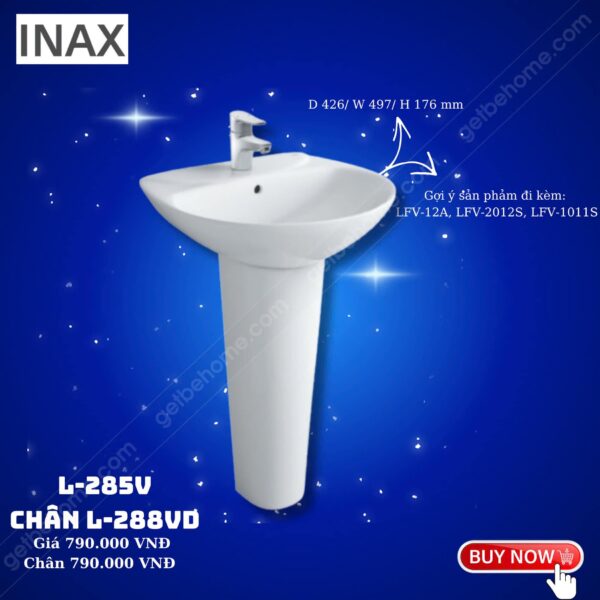Lavabo treo tường Inax L285V + chân L288VD