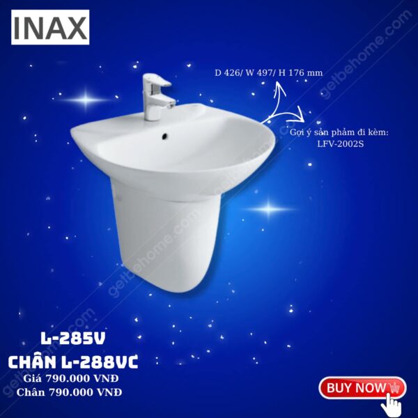 Lavabo treo tường Inax L285V + chân L288VC