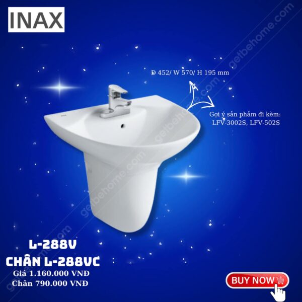 Lavabo treo tường Inax L288V + chân L288VC