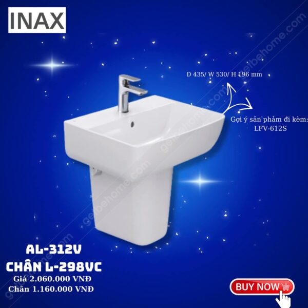 Lavabo treo tường Inax AL312V + chân L298VC
